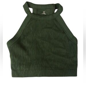 Aerie Dark Green Ribbed Crop Top